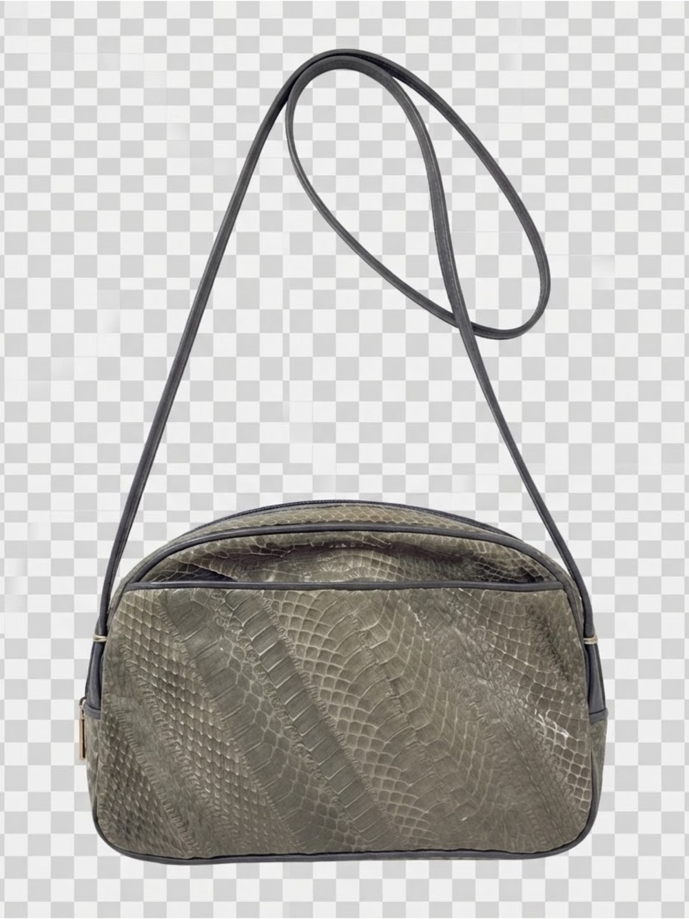 Vintage Meyers USA Genuine Snakeskin Crossbody Bag Grey Gray Retro Camera Bag